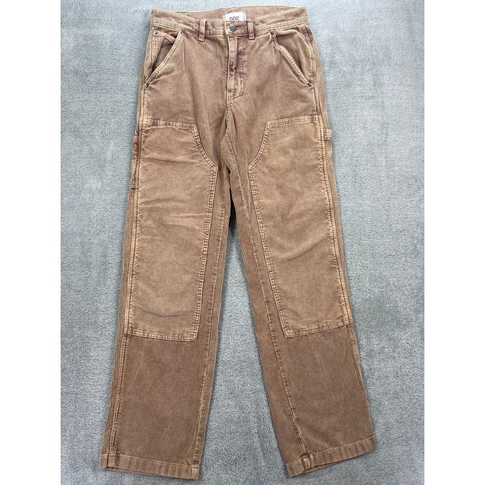 BDG Carpenter Corduroy Pants Women 2 Brown Double Knee Straight Leg Workwear